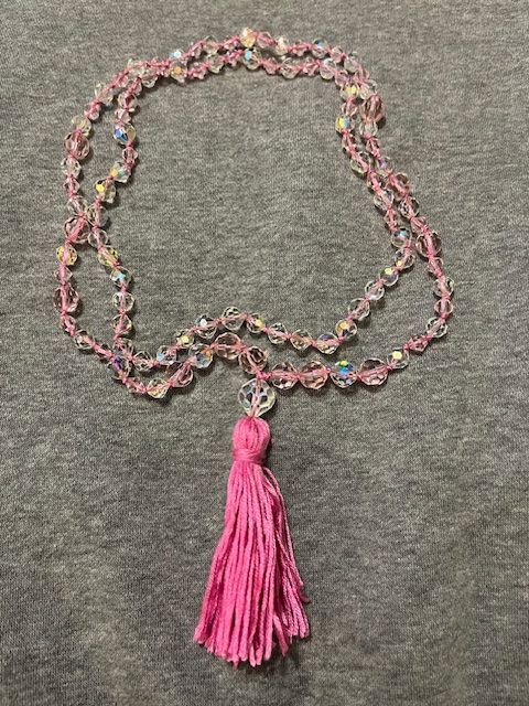 Pink and Clear Glass Mala