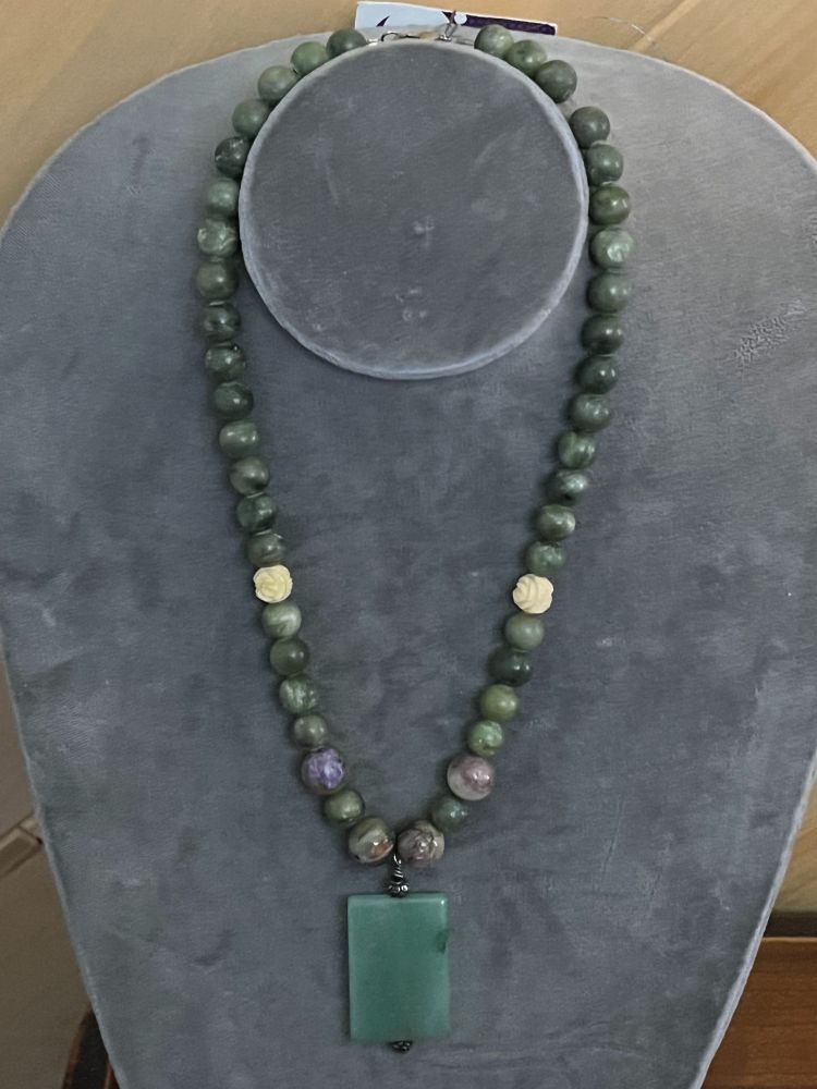 Jade and Charoite Necklace